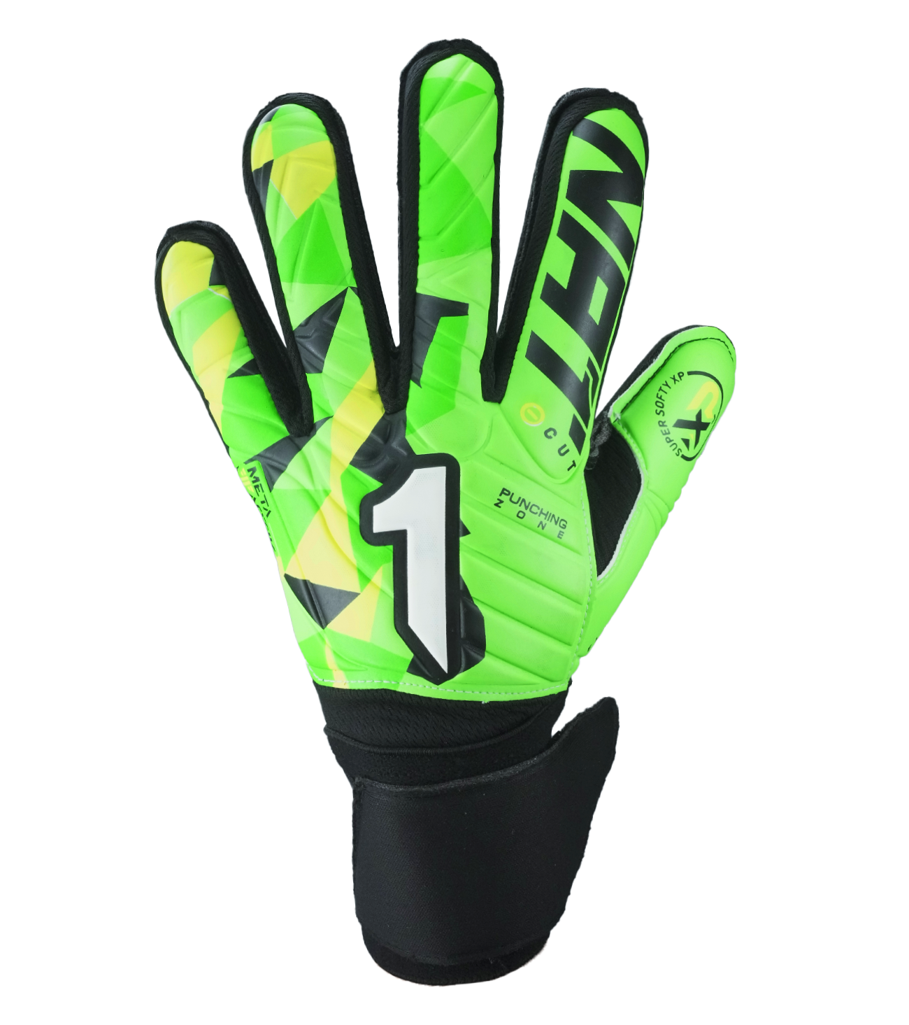 Guantes de portero de fútbol Meta Tactik GK Semi, con palma Super Softy XP, corte ergonómico, dorso sintético transpirable y cierre elástico de 2 piezas. Disponibles en UnoKeeper.