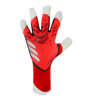 Guantes de portero de futbol Adidas Predator GL Pro Hybrid (JH3814) en rojo y negro, con palma URG 2.0 de agarre élite, corte híbrido para mayor control, dorso con tecnología Predator y cierre elástico ajustable. Modelo profesional disponible en UnoKeeper.
