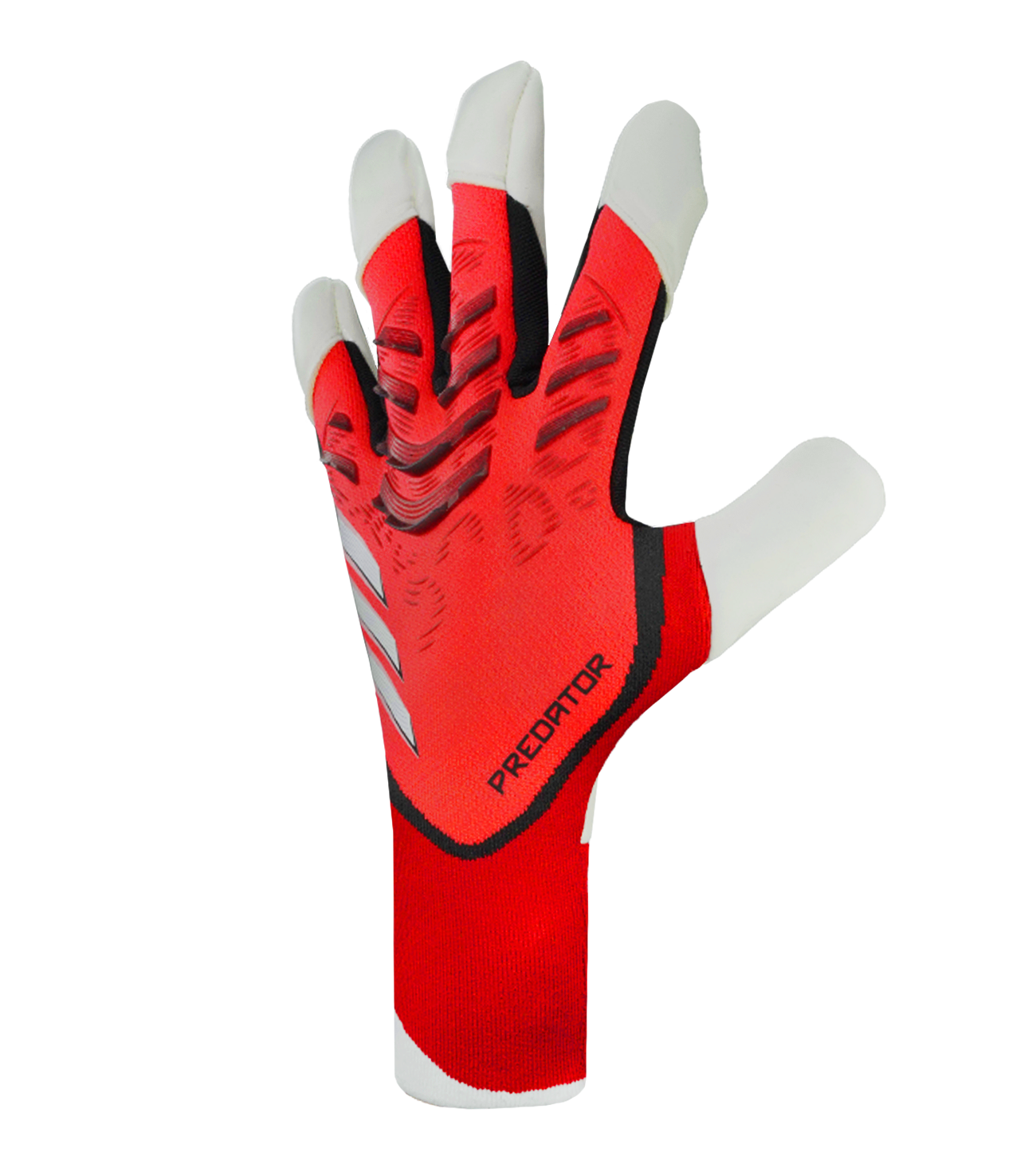 Guantes de portero de futbol Adidas Predator GL Pro Hybrid (JH3814) en rojo y negro, con palma URG 2.0 de agarre élite, corte híbrido para mayor control, dorso con tecnología Predator y cierre elástico ajustable. Modelo profesional disponible en UnoKeeper.