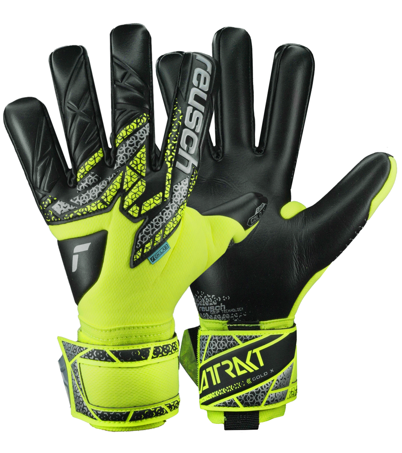 Guantes de portero Reusch Attrakt Gold X NC, con palma Reusch Grip Gold X, corte Negative Cut y puño elástico con Pull Loop. Incorporan AirVentSystem, diseño preformado y refuerzos 3D Thumb Crotch, Double Thumb Wrap y Side Wrap para mayor agarre, control y durabilidad. Ideales para porteros que buscan rendimiento profesional y ajuste ergonómico. Disponibles en UnoKeeper.