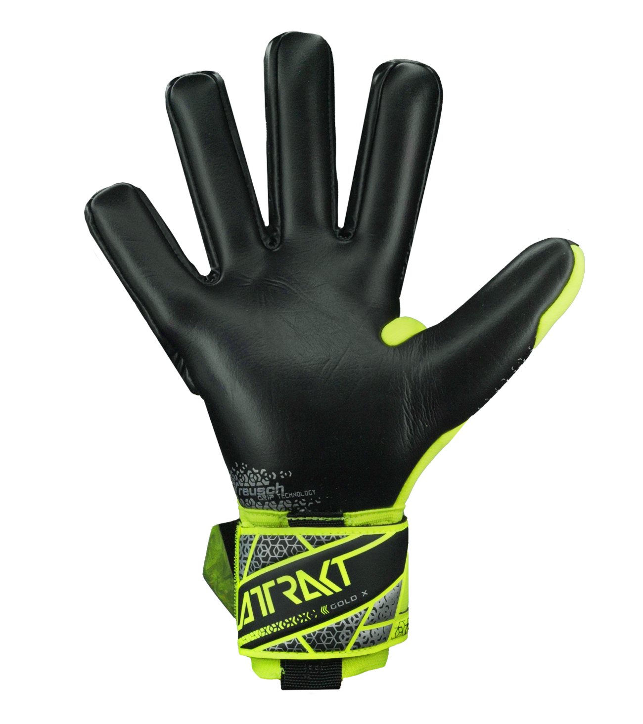 Guantes de portero Reusch Attrakt Gold X NC, con palma Reusch Grip Gold X, corte Negative Cut y puño elástico con Pull Loop. Incorporan AirVentSystem, diseño preformado y refuerzos 3D Thumb Crotch, Double Thumb Wrap y Side Wrap para mayor agarre, control y durabilidad. Ideales para porteros que buscan rendimiento profesional y ajuste ergonómico. Disponibles en UnoKeeper.