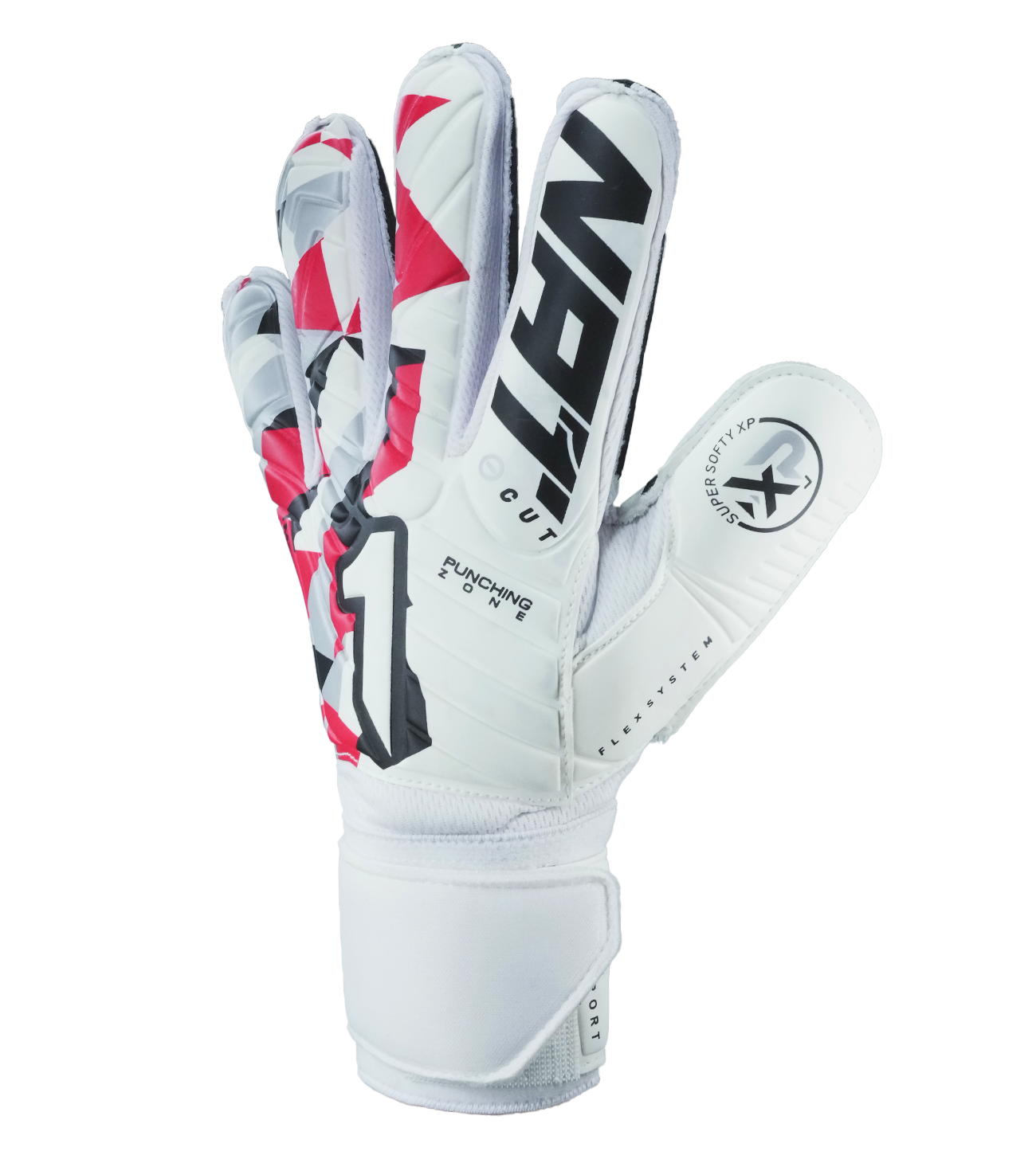 Guantes de portero de fútbol Rinat Meta Tactik GK Semi Blanco, con palma Super Softy XP, corte ergonómico, dorso sintético transpirable y cierre elástico de 2 piezas. Disponibles en UnoKeeper.