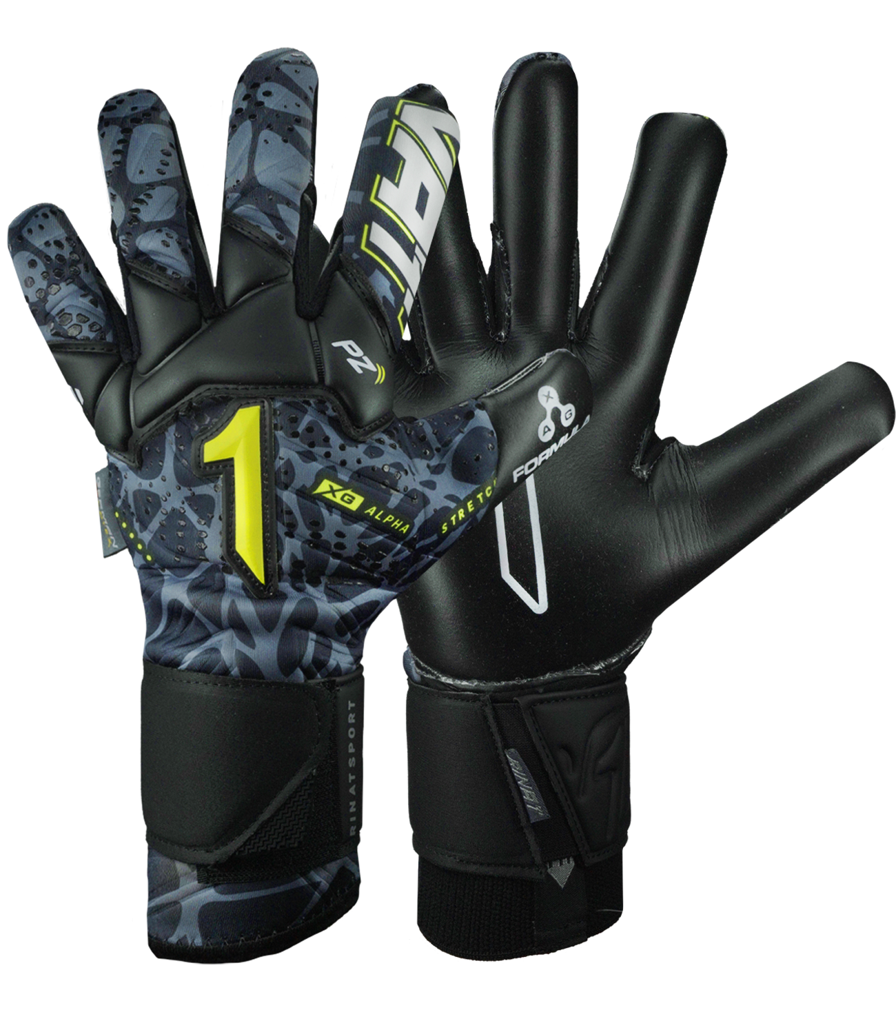 Guantes de portero Rinat Xtreme Guard Dominius Gris Negro – control, agarre y protección profesional. Palma de látex alemán AXG para máximo grip y durabilidad, corte híbrido Roll-Flat con integración negativa para contacto ceñido con el balón. Dorso de neopreno ligero y transpirable, muñequera elástica con ajuste firme. Ideales para porteros que buscan rendimiento y seguridad en cada atajada. Disponibles en UnoKeeper.