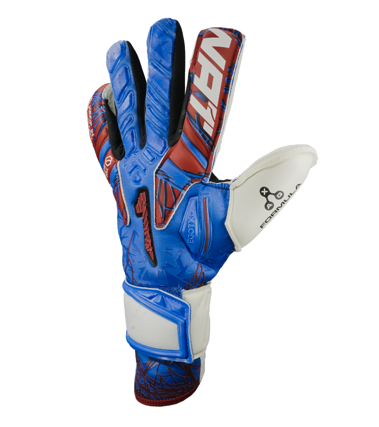 Guantes de portero de fútbol Egotiko Vengador Pro – látex AXG FORMULA profesional, corte híbrido Negative-Roll y dorso reforzado en neopreno. Máximo agarre, ajuste y control. Disponibles en UnoKeeper, especialistas en guantes de portero de fútbol.