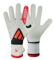 Guantes de portero de fútbol Adidas Copa GL League Jh3793 en negro/rojo, con palma URG 2.0, corte anatómico strapless, dorso con silicona High Definition Grip y cierre sin cintillo. Guantes profesionales de alto rendimiento, disponibles en UnoKeeper.
