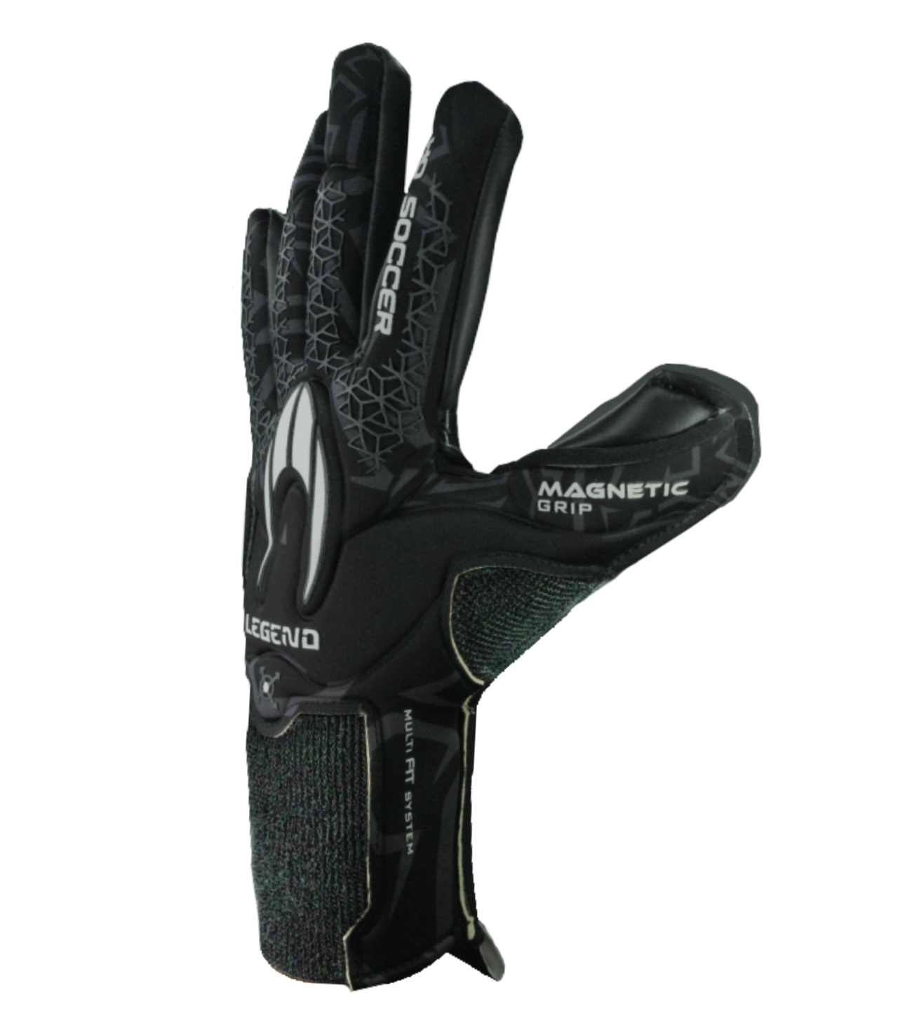 Guantes de portero de futbol HO Soccer Legend II NG Black Cell, con palma BLACK MAGNETIC de agarre profesional, corte negativo ergonómico y cuerpo BREATHAPRENE® ligero y transpirable. Cierre MULTI FIT personalizable para máxima precisión y comodidad. Disponibles en UnoKeeper.