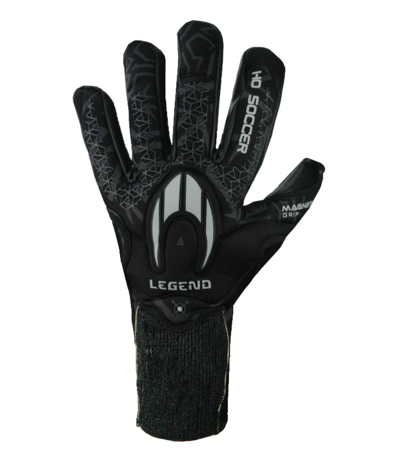 Guantes de portero de futbol HO Soccer Legend II NG Black Cell, con palma BLACK MAGNETIC de agarre profesional, corte negativo ergonómico y cuerpo BREATHAPRENE® ligero y transpirable. Cierre MULTI FIT personalizable para máxima precisión y comodidad. Disponibles en UnoKeeper.
