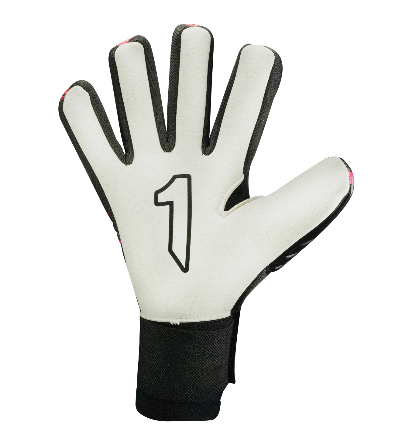 Guantes de portero de futbol Rinat Asimetrik Training Magenta Rojo con palma Gecko Grip resistente, corte negativo anatómico, varillas de protección en los dedos, dorso de látex sintético con insertos acolchados y cierre ajustable con muñequera elástica unokeeper.