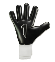 Guantes de portero de portero de futbol Rinat Asimetrik Training Blanco Azul Negro con palma Gecko Grip resistente, corte negativo, varillas de protección en los dedos, dorso de látex sintético con paneles de impacto y cierre con muñequera elástica ajustable unokeeper.