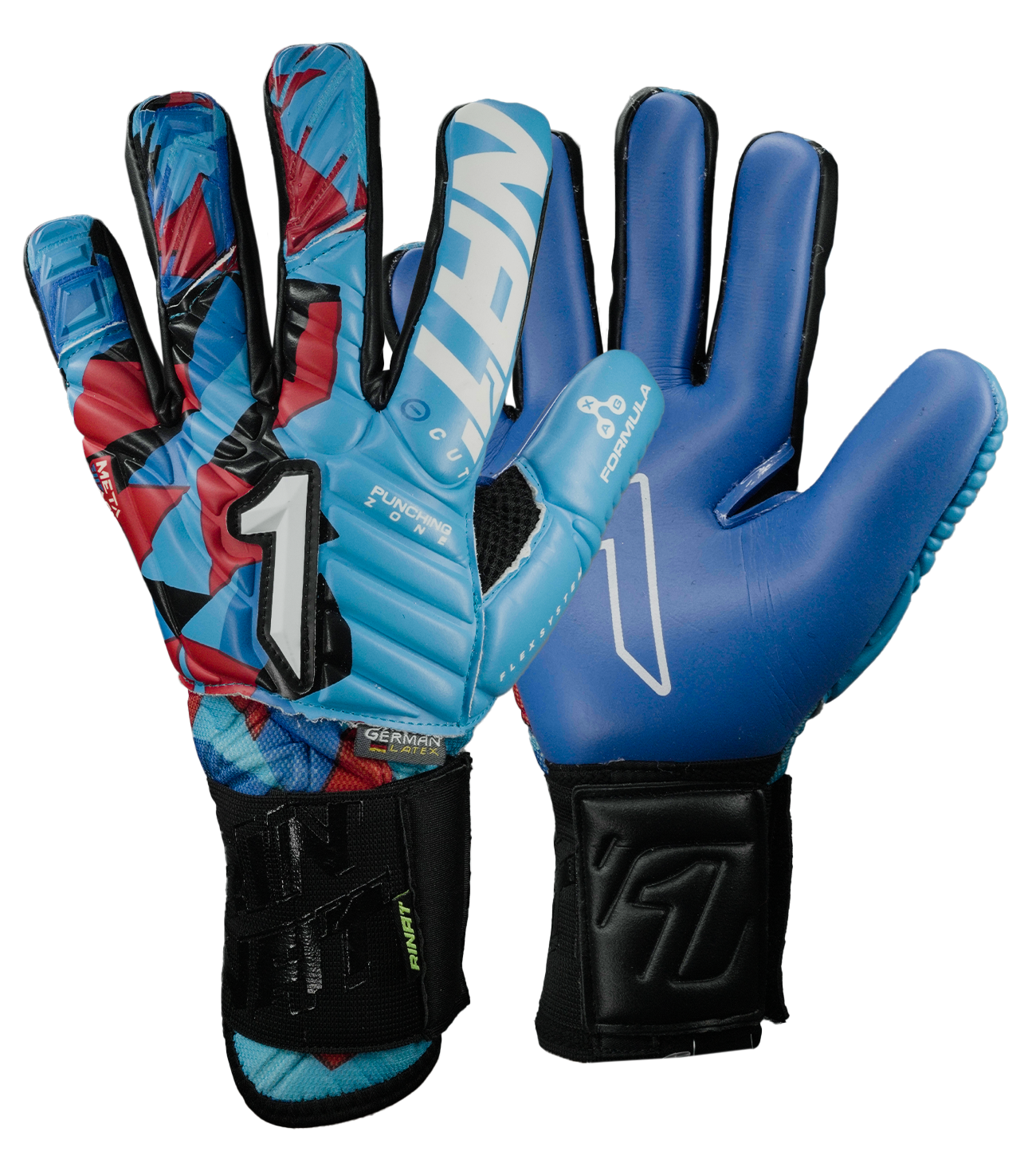 Guantes de portero de futbol Meta Tactik GK Pro Azul Rojo 0