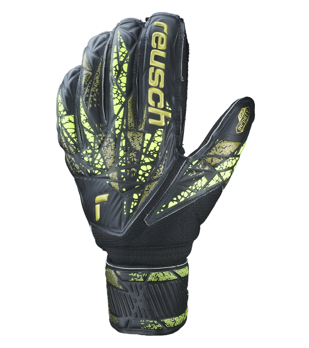 Guantes de portero de futbol Reusch Attrakt Infinity Finger Support Varillas negro unokeeper 2