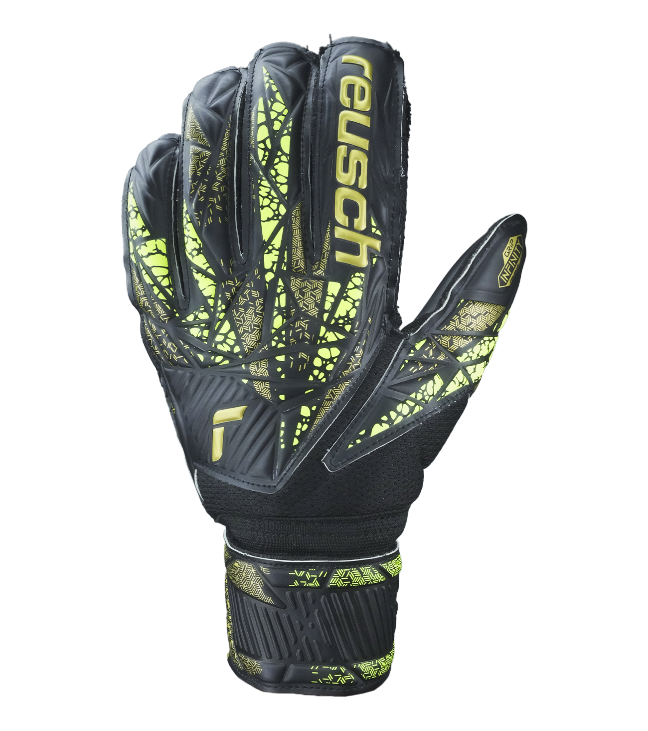 Guantes de portero de futbol Reusch Attrakt Infinity Finger Support Varillas negro unokeeper 1