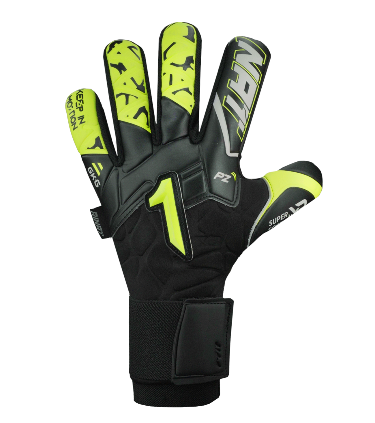 Guantes de portero Rinat Xtreme Guard Dominius Prime – equilibrio ideal entre control, protección y confort. Palma de látex Super Softy XP para agarre seguro y duradero, corte negativo que maximiza la sensibilidad, dorso semi armado para proteger los nudillos y muñequera elástica con broche para ajuste firme. Perfectos para porteros que buscan rendimiento profesional en entrenamientos y partidos. Disponibles en UnoKeeper.