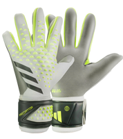 Guantes de portero de futbol Adidas Predator GL Pro en azul brillante, limón neón y blanco, con palma URG 2.0, corte negativo, dorso elástico y cierre adaptable; diseño profesional y sostenible unokeeper.