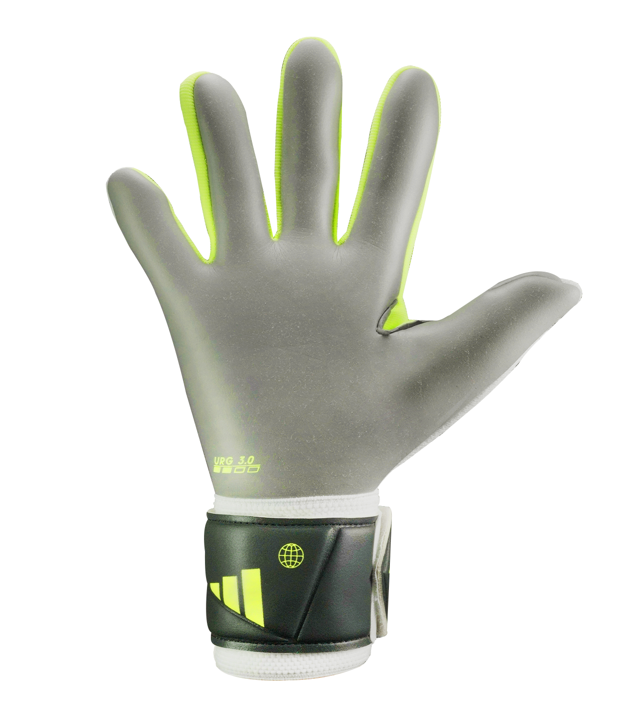 Guantes de portero de futbol Adidas Predator GL Pro en azul brillante, limón neón y blanco, con palma URG 2.0, corte negativo, dorso elástico y cierre adaptable; diseño profesional y sostenible unokeeper.