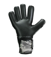 Guantes de portero Elite Sport Combat N en negro y gris, con palma de látex alemán ES Centum+ de 4 mm, corte negativo ceñido con sistema AVM™, dorso de látex PS durable con protección embosada en 3D y cinco varillas removibles para máxima personalización. Guantes de portero de futbol diseñados para condiciones exigentes y climas extremos, ideales para porteros que buscan rendimiento, ventilación y control total. Disponibles en UnoKeeper, expertos en guantes de portero de futbol.