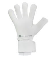 Guantes de portero de futbol Elite Sport Nobre Real Blanco Dorado con palma de látex Centum+ de 4 mm, corte SpeedCut anatómico, dorso de neopreno con espuma protectora, cintillo textil elástico ajustable y varillas removibles en cuatro dedos unokeeper.