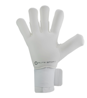 Guantes de portero de futbol Elite Sport Revolution X White Blanco con palma Ultra GTech Pro de 4 mm, corte Flash X ajustado con doble envoltura, dorso con goma protectora y textil Hybrid CR, cierre elástico seguro y diseño profesional para todo clima unokeeper.