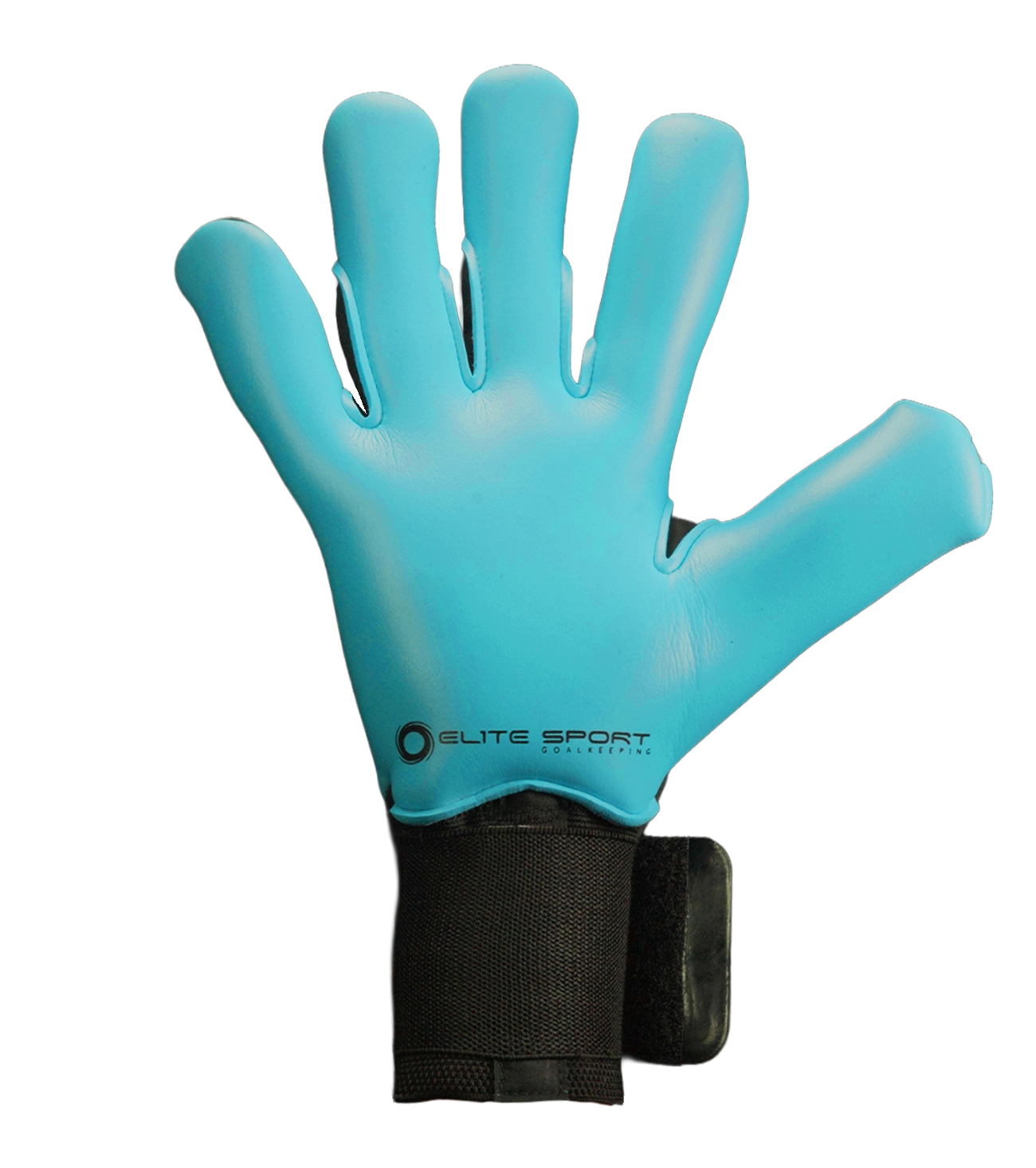 Guantes de portero de futbol Elite Revolution X Aqua Negro Azul con palma Aqua EsTec de 4 mm para clima húmedo, corte Flash X ceñido con doble envoltura, dorso con goma protectora y tejido Hybrid CR, y cierre elástico envolvente con lengüeta de goma unokeeper.