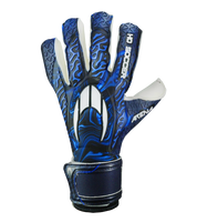 Guantes de portero de futbol HO Soccer Pro Mega Arena NG Blue Shadow en azul, con palma DUO MEGA 2.0 de agarre élite, corte negativo envolvente, dorso reforzado y cierre elástico seguro. Disponibles en UnoKeeper.