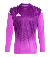 Jersey de portero de futbol Adidas Tiro 25 C GK en color púrpura, con tecnología AEROREADY que mantiene el cuerpo seco, ajuste ergonómico para máxima movilidad y confección con materiales reciclados. Disponible en UnoKeeper.