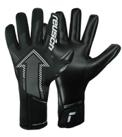 Guantes de portero de fútbol Reusch FastGrip Infinity Black, con palma Infinity, corte híbrido y dorso ventilado. Guantes profesionales de agarre, durabilidad y precisión, disponibles en UnoKeeper.