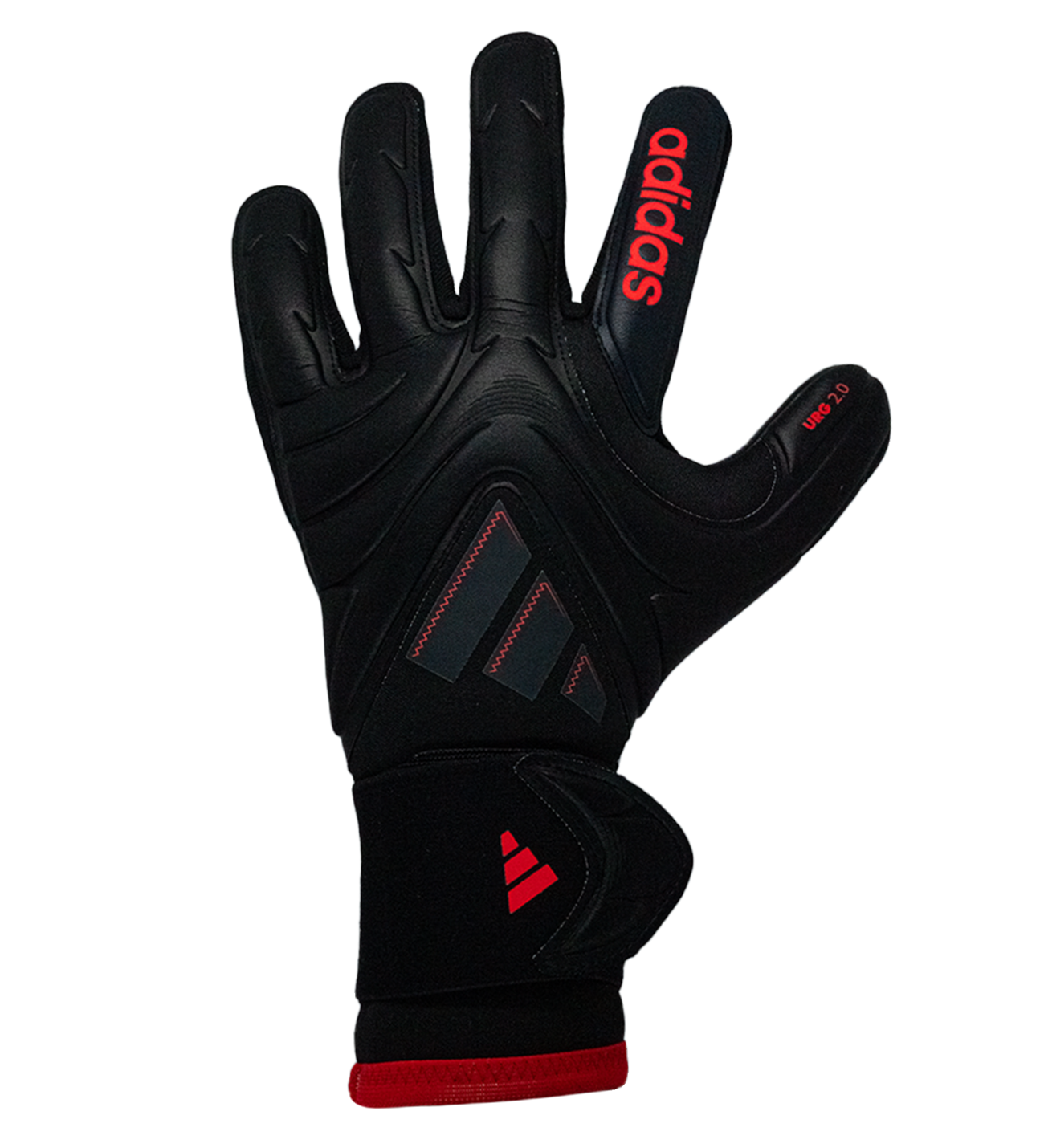 Lucid Red. Palma URG 2.0 con control y durabilidad superior. Disponibles en UnoKeeper, especialistas en guantes de portero de fútbol.