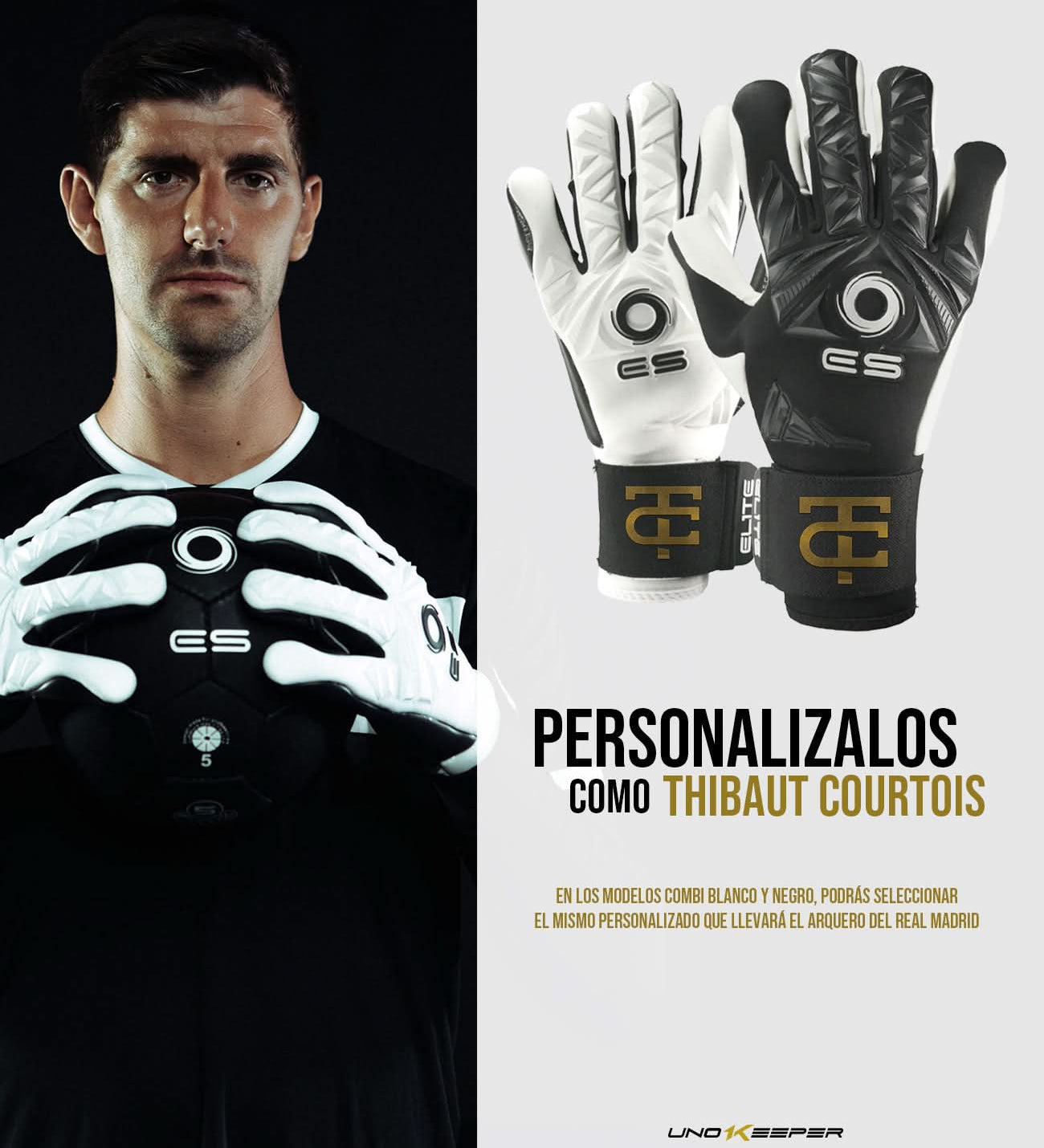 Guantes de portero de futbol Elite Revolution II Combi Blanco White 1