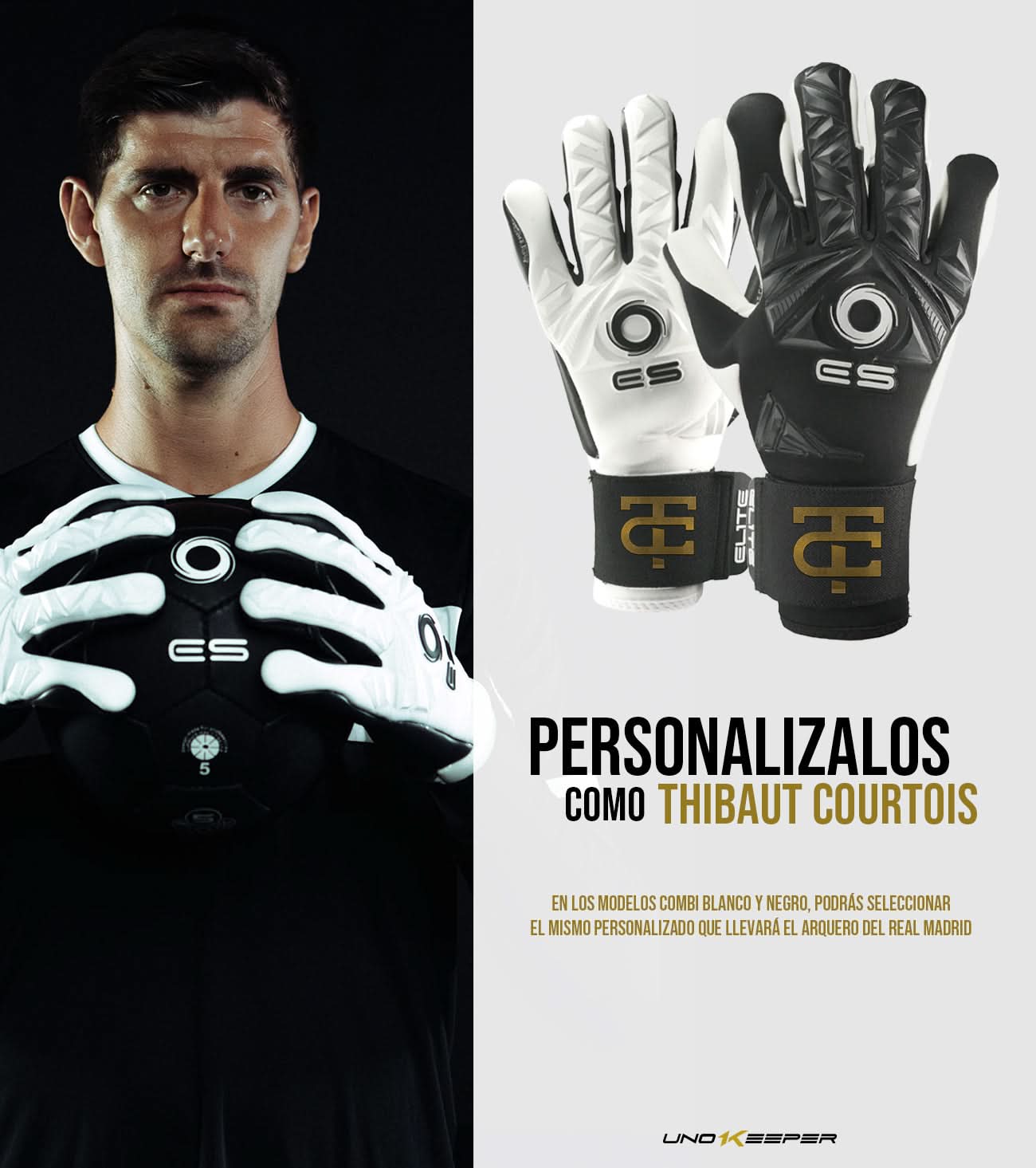 Guantes de portero de futbol Elite Revolution II Combi Blanco White 1
