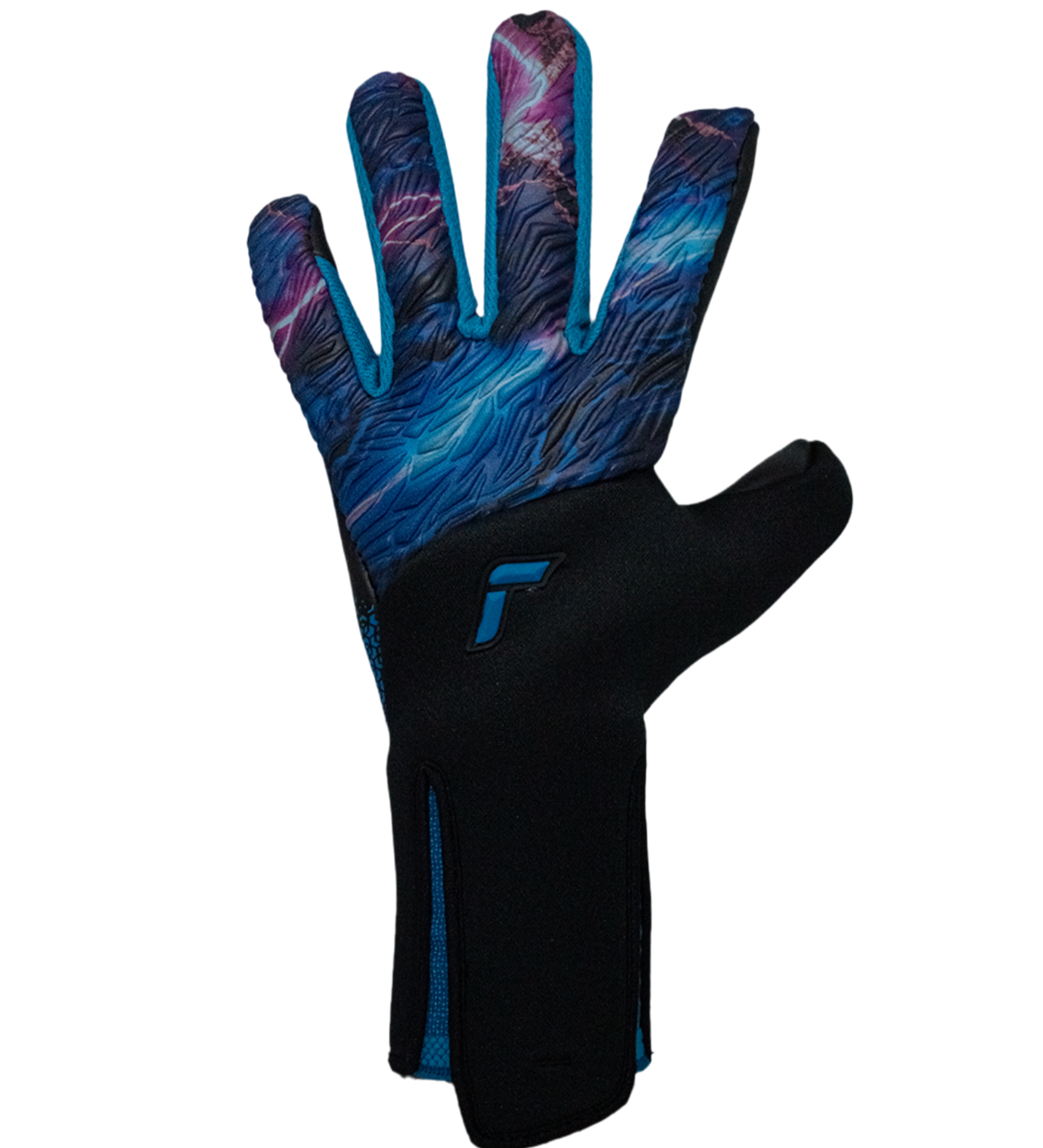 Guantes de portero de fútbol Reusch Venomous Gold X Cosmic – látex Gold X de agarre profesional, corte Evolution Cut para ajuste natural, dorso ventilado con diseño inspirado en reptiles y cierre AdaptiveFlex para máxima sujeción. Rendimiento de élite disponible en UnoKeeper.