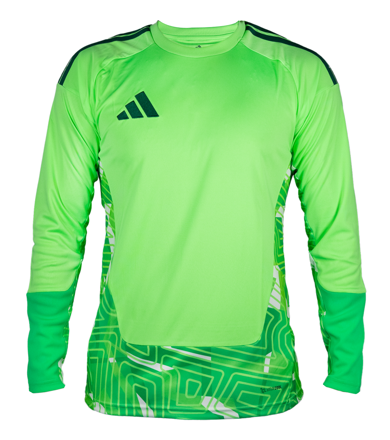 Jersey de portero Adidas Tiro 26 C GK Lime Burst con manga larga, corte ergonómico, tecnología AEROREADY transpirable, materiales reciclados y ajuste ligero para entrenamientos y partidos.