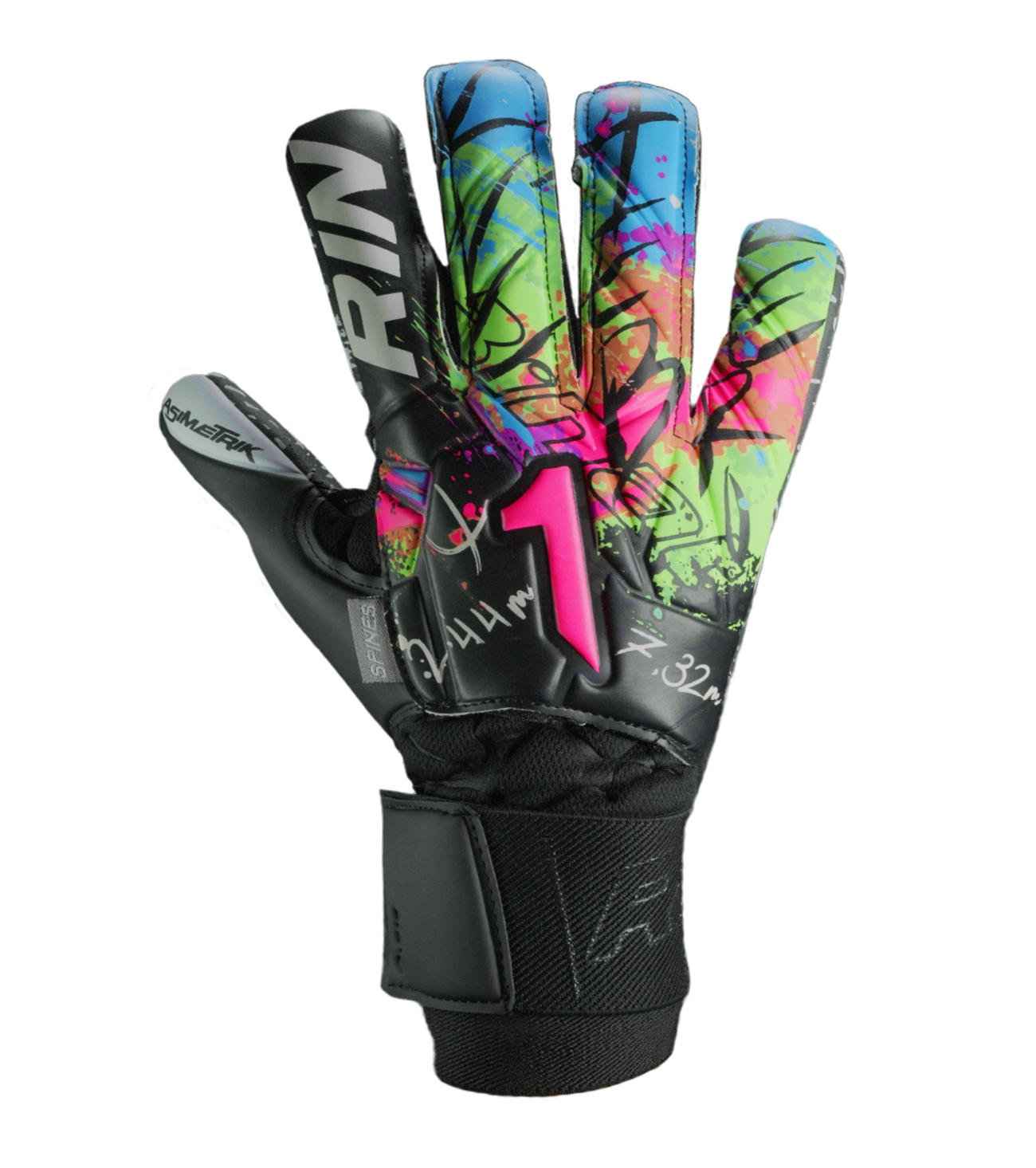 Guantes De Portero Rinat Asimetrik Prime Spine   Negro/ Verde/ Azul/ Rosa