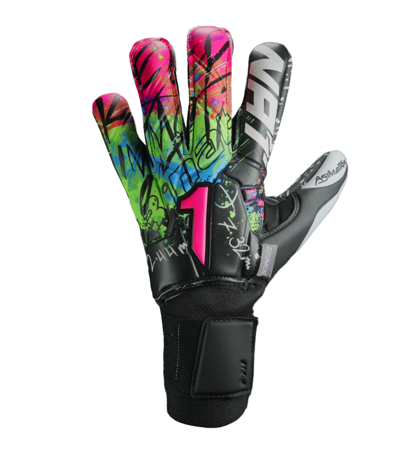 Guantes De Portero Rinat Asimetrik Prime Spine   Negro/ Verde/ Azul/ Rosa