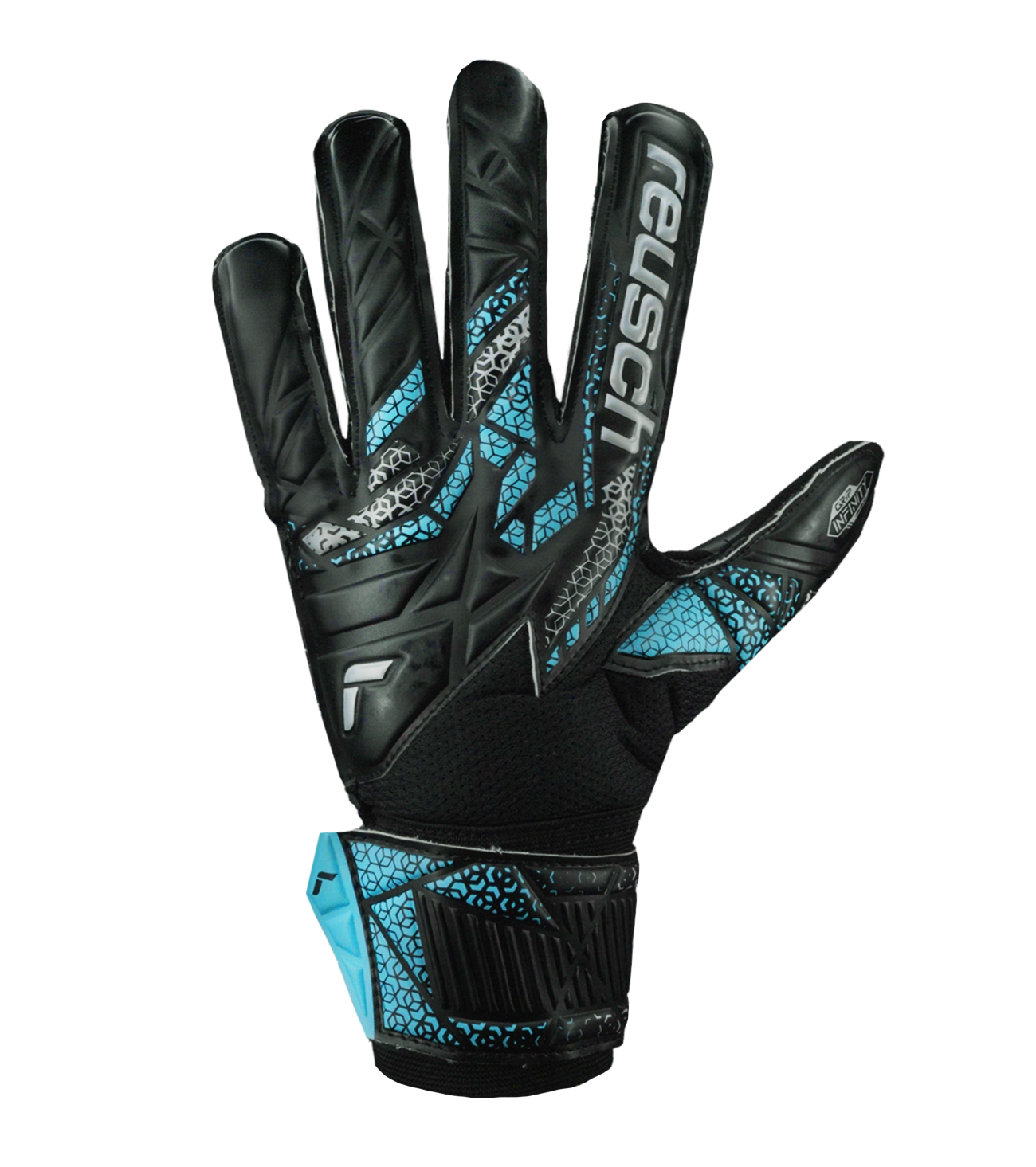 Guantes de portero Reusch Attrakt Infinity Finger Support, con palma de látex Reusch Grip Infinity, corte Expanse Cut y dorso con micro mesh y Punch Foam. Incluyen varillas Finger Support para protección de los dedos y puño elástico con correa para ajuste seguro. Ideales para césped artificial y superficies duras. Disponibles en UnoKeeper.
