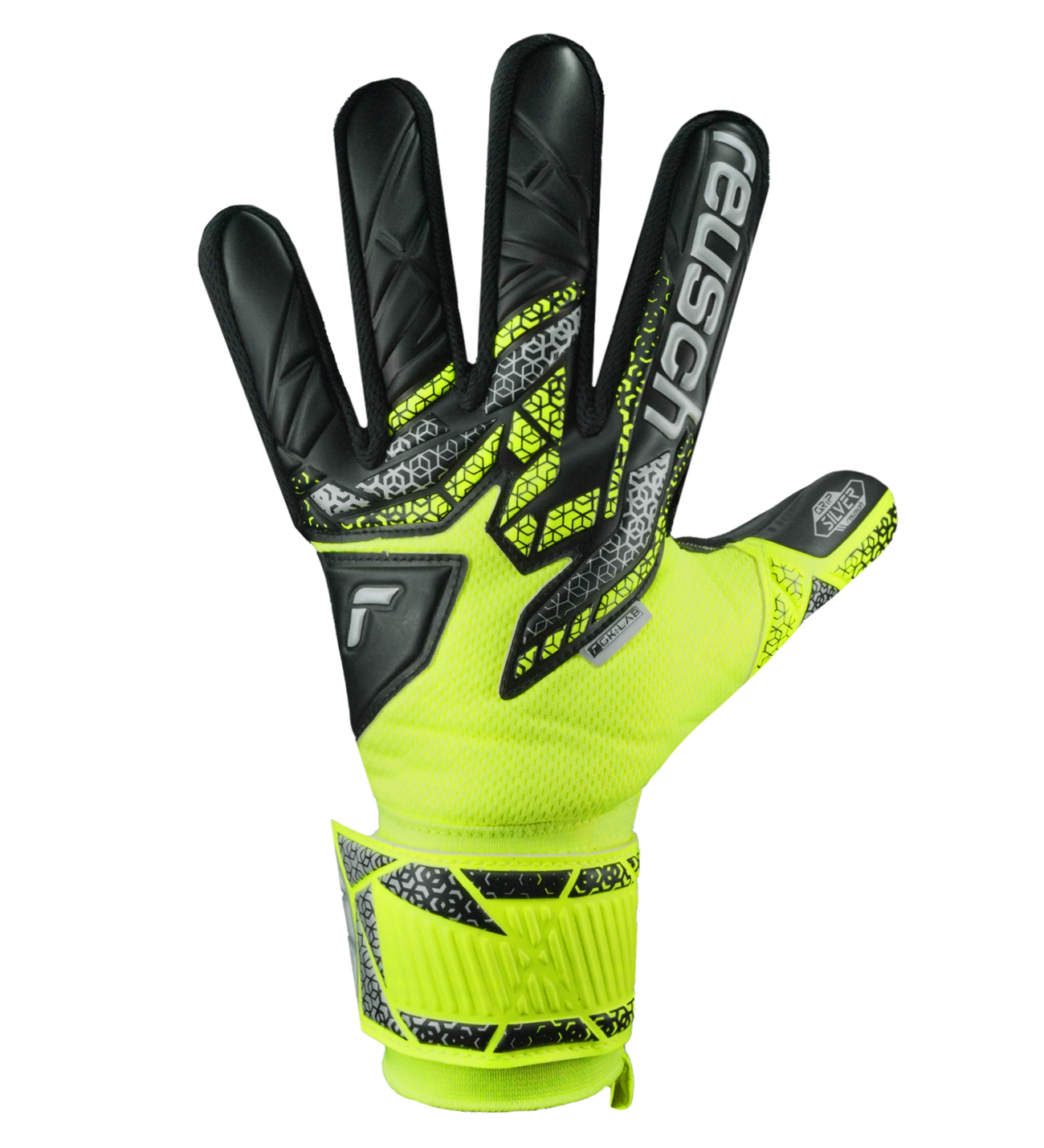 Attrakt Silver Yellow Black Guantes de portero con rendimiento avanzado y diseño impactante