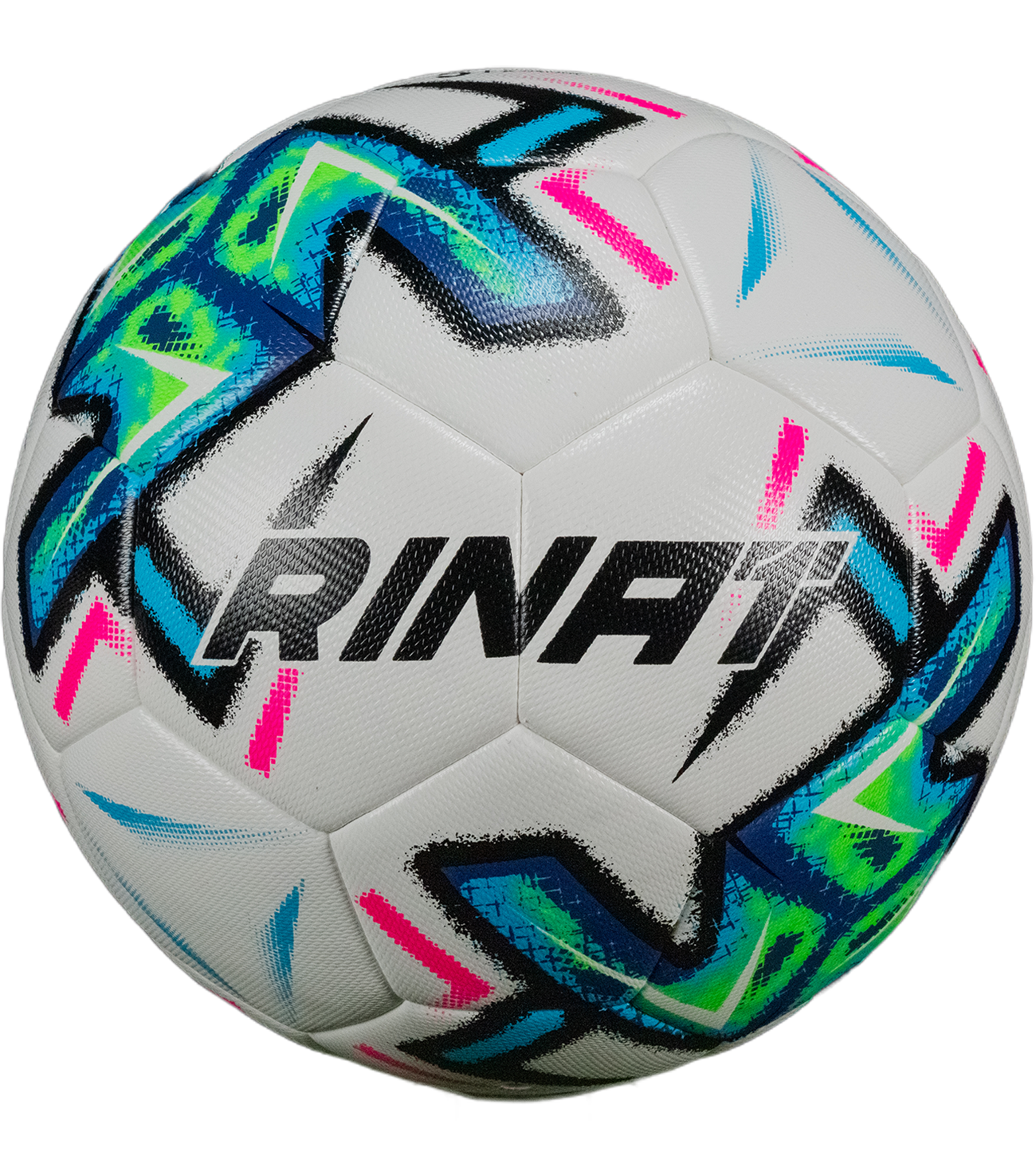 Balón de fútbol Rinat Nebus Hybrid blanco azul, número 5, híbrido termosellado de 32 paneles, cubierta PU texturizada, vuelo preciso y bote uniforme, ideal para entrenamiento y competencia.
