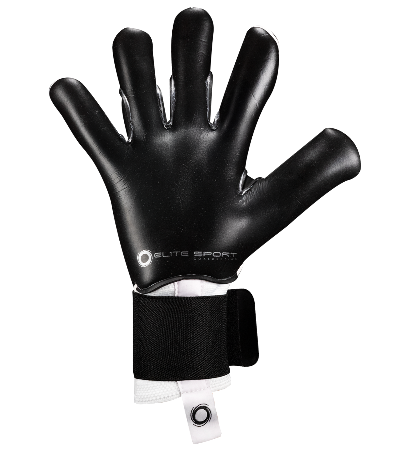 Guantes de portero Elite Sport Revolution X Combi Black en blanco y negro, con palma Ultra GTech Pro de látex alemán de 4 mm, corte Flash X negativo envolvente en dedos clave, dorso rediseñado con goma protectora y textil ventilado, y cierre elástico ajustable. Guantes de portero de futbol profesionales usados por figuras como Thibaut Courtois y Nahuel Guzmán, ideales para condiciones húmedas, césped natural y sintético. Disponibles en UnoKeeper, especialistas en guantes de portero de futbol.