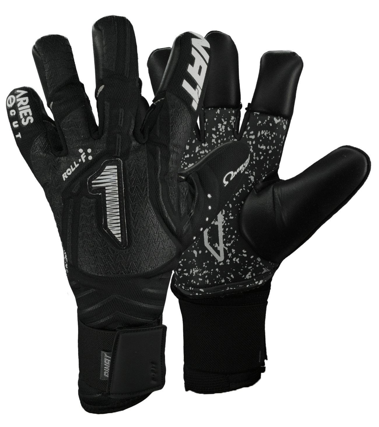 Guantes de portero Aries Nemesis Prime, ligeros y todo terreno, corte híbrido ErgoRoll con cerrado negativo en puntas de dedos, dorso transpirable con látex reforzado, palma Omega Grip y HGP NEXT para agarre superior y resistencia, cierre con muñequera elástica y cintillo de ajuste, rendimiento profesional en césped natural y sintético, comodidad, protección y control total del balón, diseño técnico y duradero para entrenamientos y partidos competitivos.