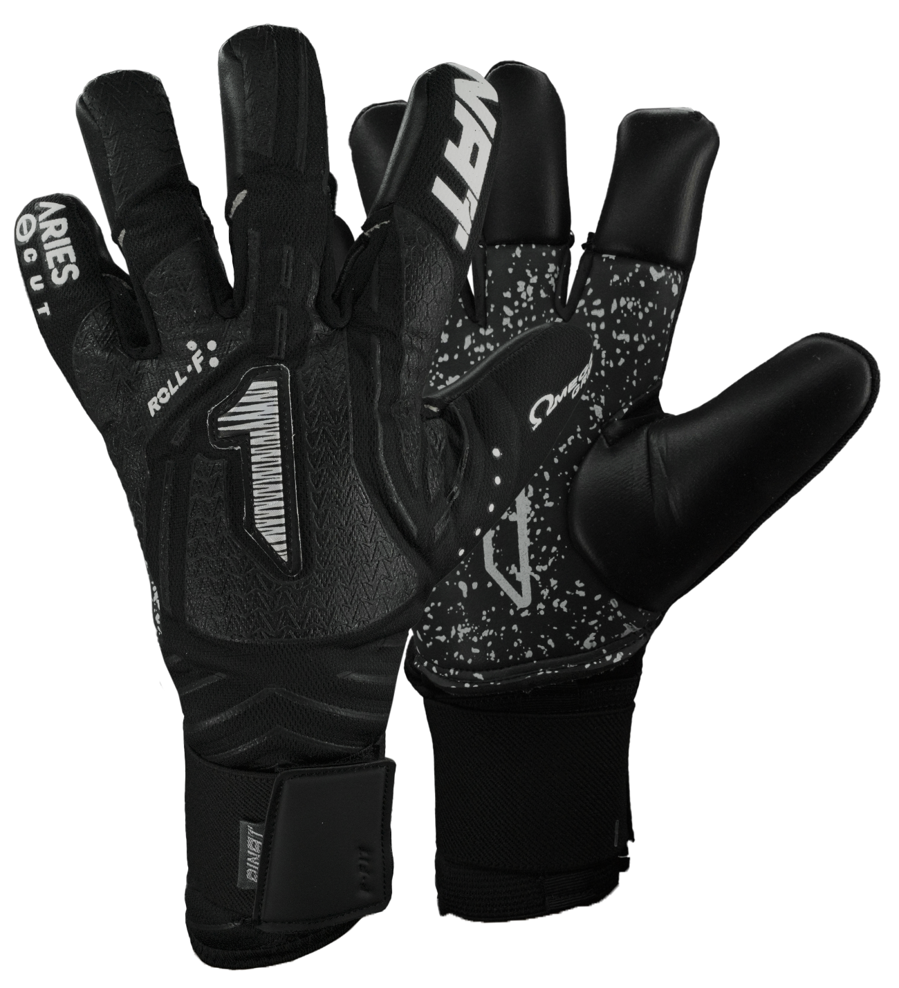 Guantes de portero Aries Nemesis Prime, ligeros y todo terreno, corte híbrido ErgoRoll con cerrado negativo en puntas de dedos, dorso transpirable con látex reforzado, palma Omega Grip y HGP NEXT para agarre superior y resistencia, cierre con muñequera elástica y cintillo de ajuste, rendimiento profesional en césped natural y sintético, comodidad, protección y control total del balón, diseño técnico y duradero para entrenamientos y partidos competitivos.