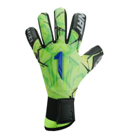Guantes de portero Aries X Prime Blue Rinat x UnoKeeper, tercera generación de un modelo icónico, corte Arrow Cut para ajuste anatómico y mayor agarre, dorso con paneles de goma para absorción de impactos sobre malla textil transpirable, palma AXG® Alemán de alto rendimiento con grip superior en mojado, cierre con muñequera tejida y cintillo de doble anclaje, látex extendido para mayor superficie de contacto, control, protección, durabilidad y comodidad para porteros de alto nivel.