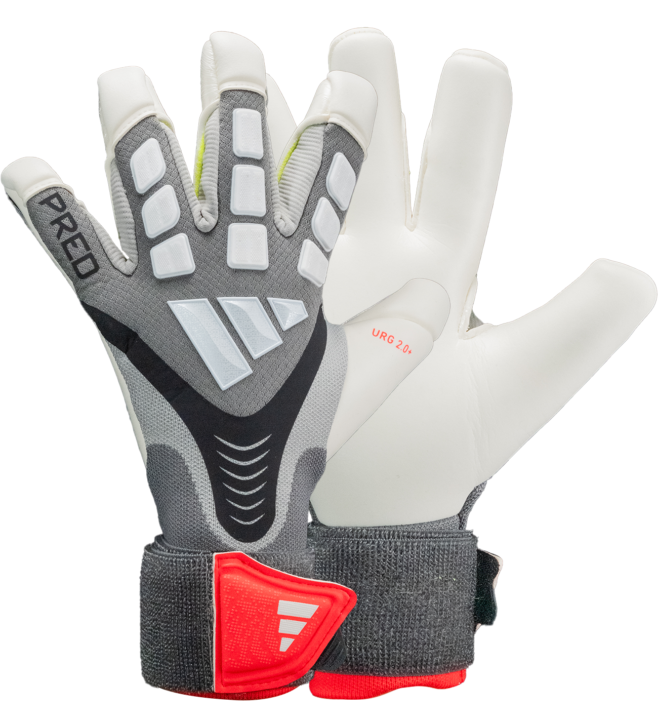 Guantes de portero Adidas Predator GL Pro Hybrid Strap KC6351 con tecnología URG 2.0+, diseño híbrido FusionMesh transpirable, TipGrip en dedos para mayor contacto con el balón, amortiguación en nudillos y ajuste seguro con correa elástica, ideales para porteros que buscan control, agarre profesional y comodidad en cualquier condición de juego.