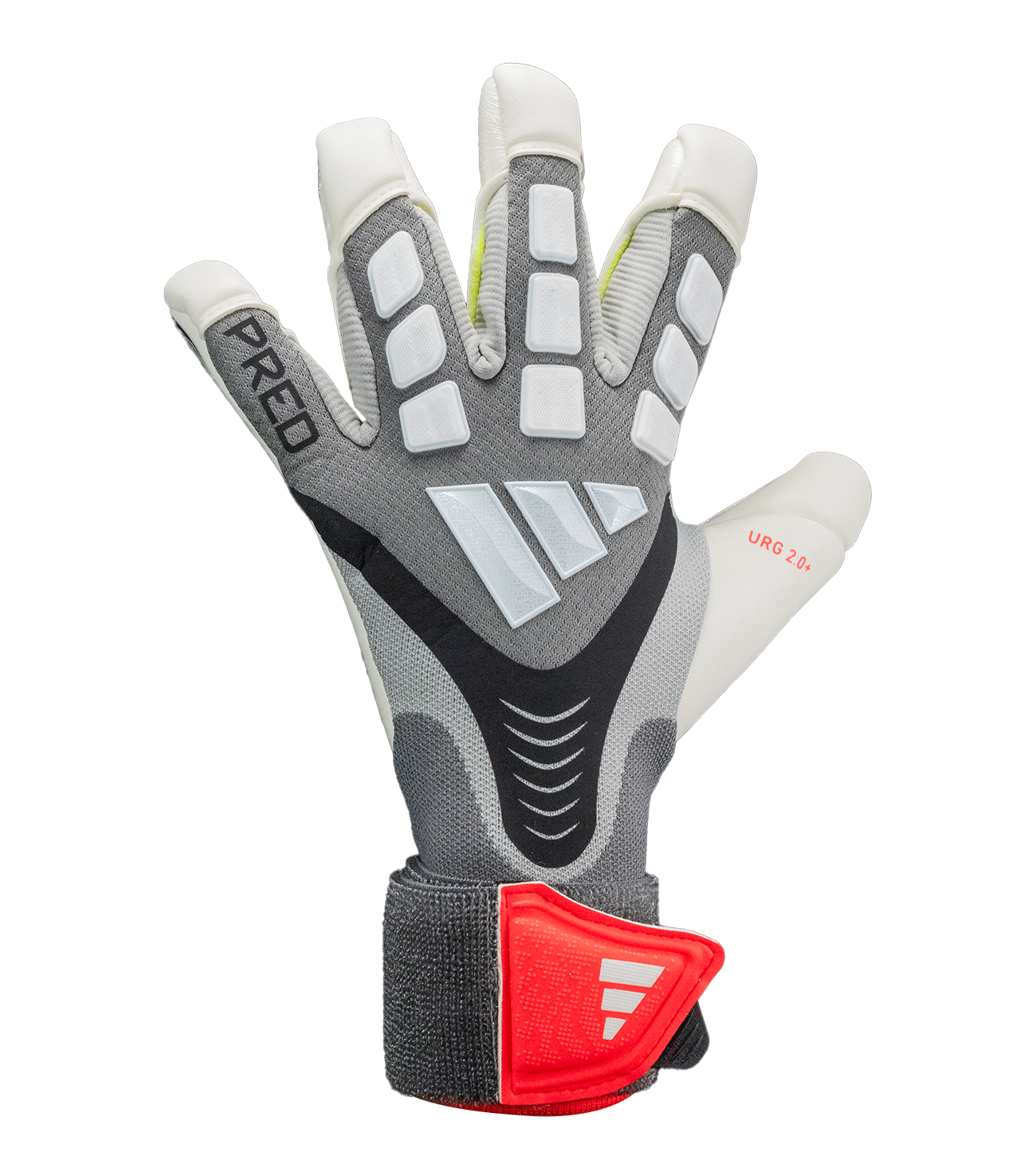 Guantes de portero Adidas Predator GL Pro Hybrid Strap KC6351 con tecnología URG 2.0+, diseño híbrido FusionMesh transpirable, TipGrip en dedos para mayor contacto con el balón, amortiguación en nudillos y ajuste seguro con correa elástica, ideales para porteros que buscan control, agarre profesional y comodidad en cualquier condición de juego.