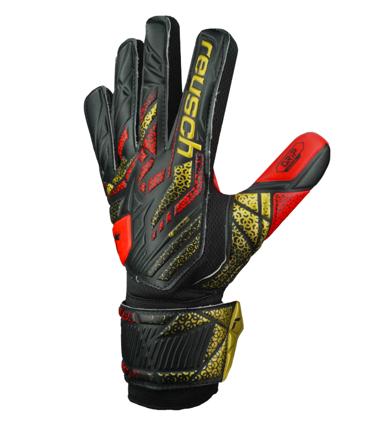 Reusch Attrakt Grip Black Gold Fire Red - UnoKeeper