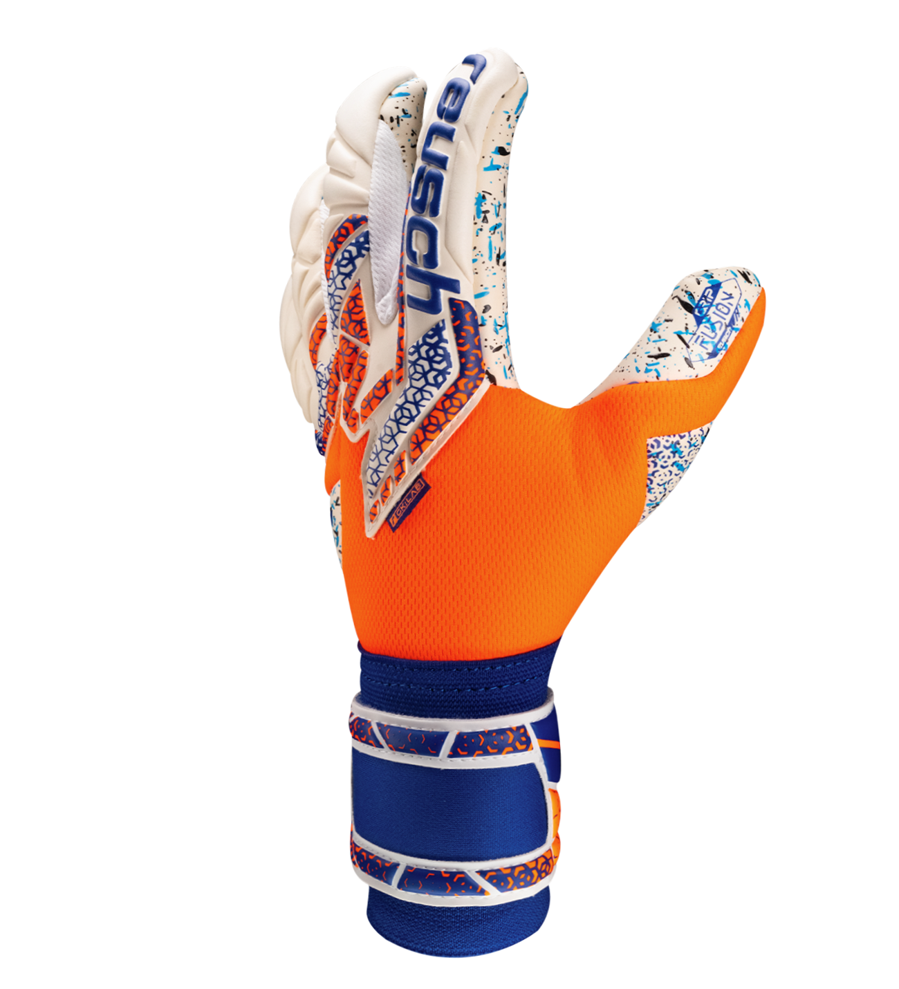 Guantes de portero Attrakt Fusion de Reusch con palma de látex profesional, tecnología Grip Fusion para agarre superior, corte Evolution Negative ergonómico y sistema AirVentSystem de ventilación.