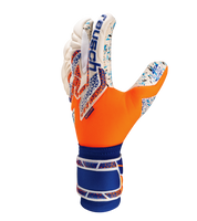 Guantes de portero de futbol  Attrakt Fusion naranja blanco de Reusch con palma de látex profesional, tecnología Grip Fusion para agarre superior, corte Evolution Negative ergonómico y sistema AirVentSystem de ventilación unokeeper.