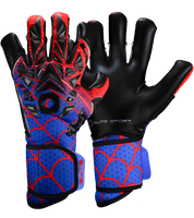 Guantes de portero de futbol Elite Sport SPIN, palma Centum+ de alto agarre, corte SpeedCut ajustado, dorso de neopreno con refuerzos, cierre elástico tipo segunda piel y diseño profesional para césped natural o sintético unokeeper azul y rojo spiderman.
