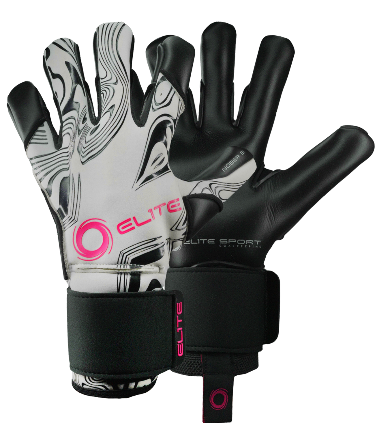 Guantes de portero de fútbol Elite Nobre Art S, con palma de látex Centum+, corte SpeedCut, dorso protector y varillas removibles para ajuste personalizado. Ideales para máxima protección y agarre profesional, disponibles en UnoKeeper.