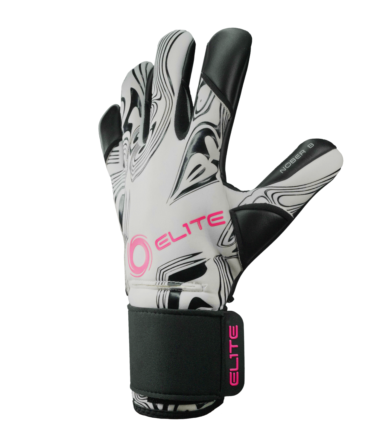 Guantes de portero de fútbol Elite Nobre Art S, con palma de látex Centum+, corte SpeedCut, dorso protector y varillas removibles para ajuste personalizado. Ideales para máxima protección y agarre profesional, disponibles en UnoKeeper.