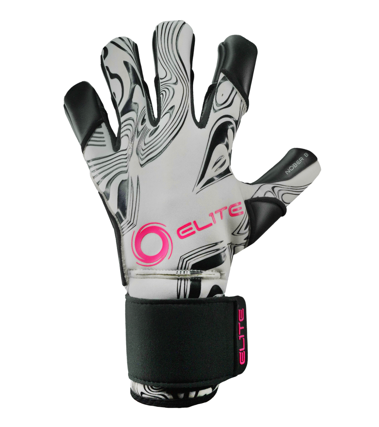 Guantes de portero de fútbol Elite Nobre Art S, con palma de látex Centum+, corte SpeedCut, dorso protector y varillas removibles para ajuste personalizado. Ideales para máxima protección y agarre profesional, disponibles en UnoKeeper.