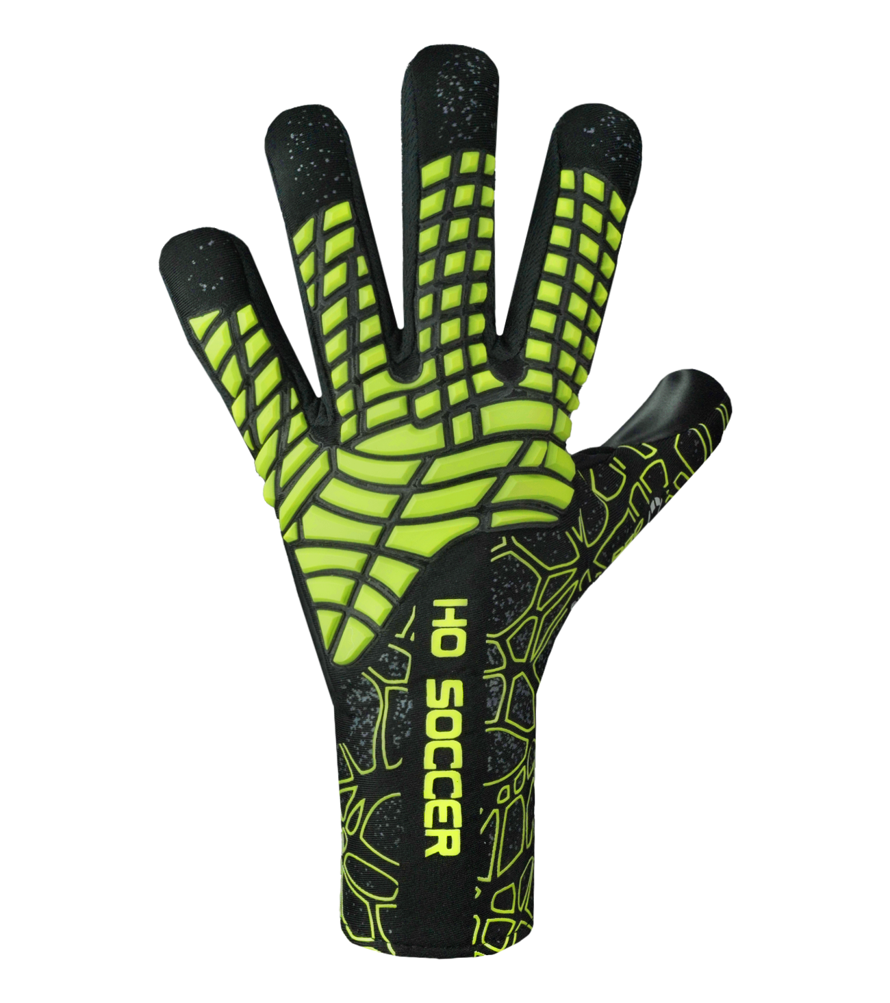 Guantes de portero de futbol HO Soccer Pro Evolution NG Web Lim., con palma BLACK UCG de agarre fiable, corte negativo ergonómico con palma extendida y dorso LIGHT-TC FLEECE ligero y transpirable. Incluyen sobredorso ERGO 3D GEL y cierre sin tira para máximo confort y control. Disponibles en UnoKeeper.